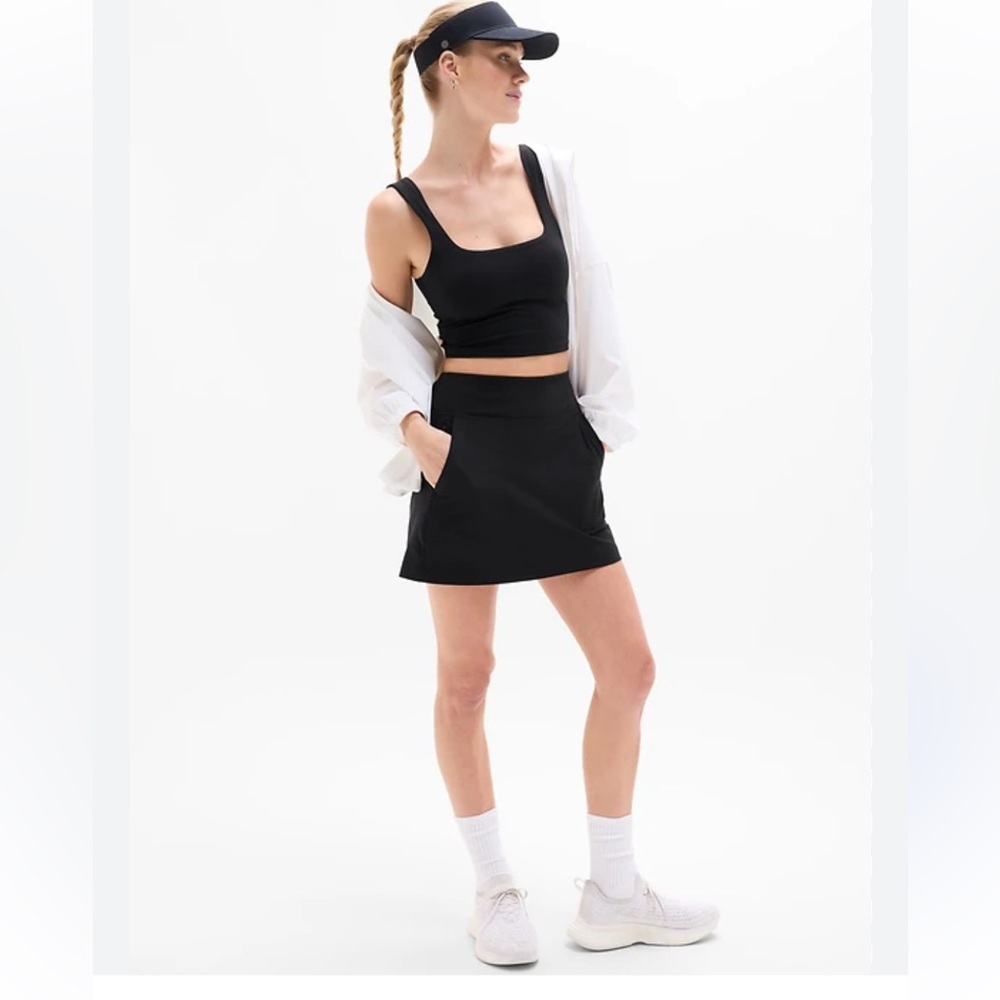 Athleta Black Scuba Black Fleece Lined Skirt
